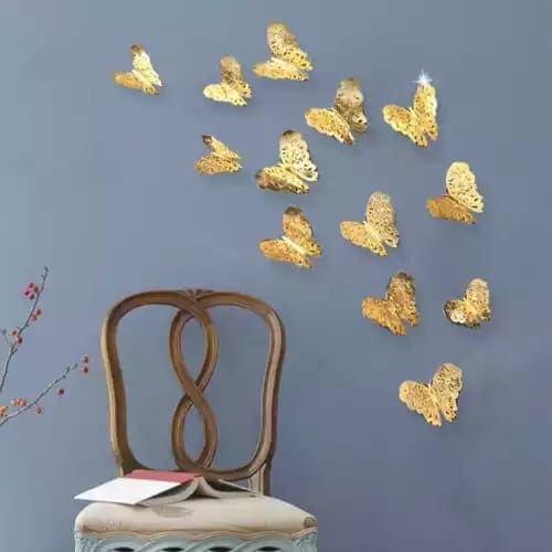 Set Of 12 3D Hollow Butterfly Wall Stickers For Home Decor, Butterflies Fridge Stickers, Party Wedding Decor Set Of 12 3D Hollow Butterfly Wall Stickers For Home Decor, Butterflies Fridge Stickers, Party Wedding Decor